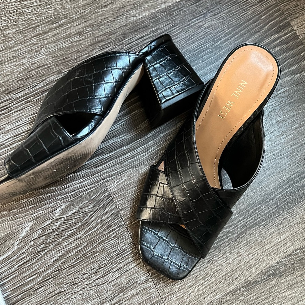Nine West Black Block Heel Sandals